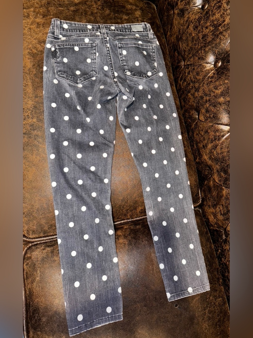 PAIGE denim skinny jeans with white polka dots